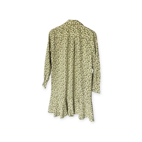 Duffield Lane Iris Tiered Shirt Cotton Dress Green Daisies - Size M Preppy - Picture 3 of 8